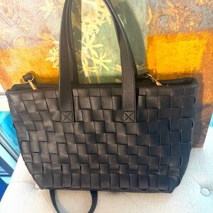 Like Dreams Elegant Black Woven Tote Bag! NWOT!